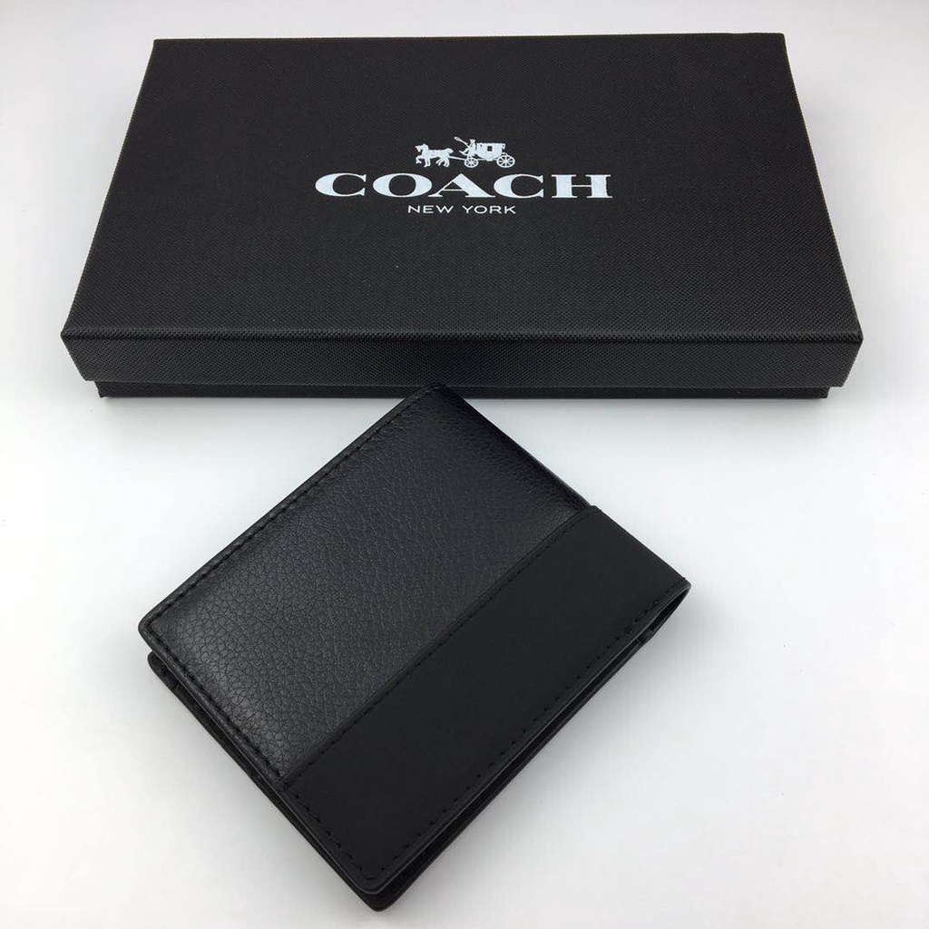 [Instant/Same Day]74634  coach Men Short Wallet Melipat dompet  qianbao