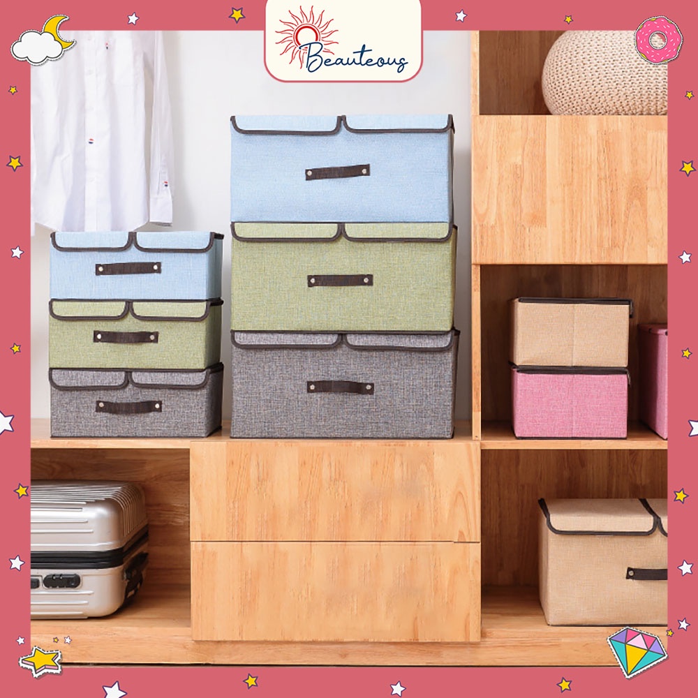 Kotak Penyimpanan Lipat Storage Box Organizer Baju Mainan 2in1