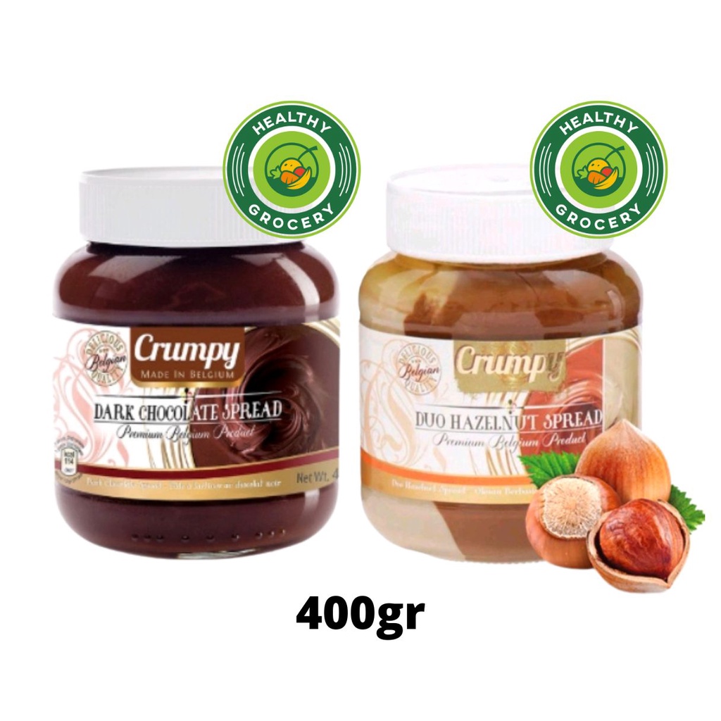 

Crumpy Dark Chocolate Spread 400gr / Crumpy Duo Hazelnut Spread 400gr Selai Coklat Hazelnut