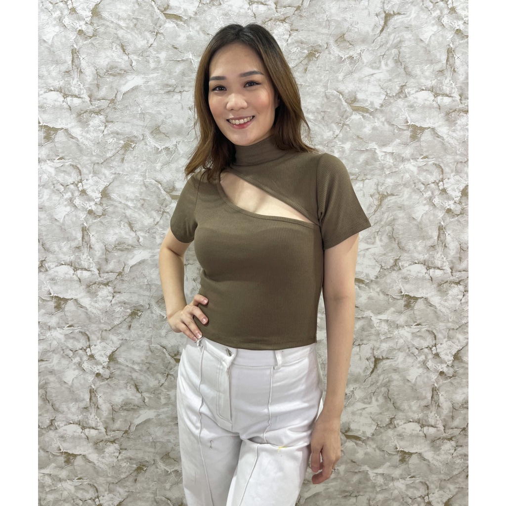 MODAVIE - CICILIA TOP Kaos Turtleneck Wanita Kerah Tinggi Top Korean Style