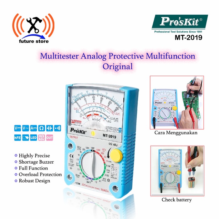 Proskit MT-2019 Multitester Analog Protective Multifunction - Multitester Analog LED Proskit MT-2019
