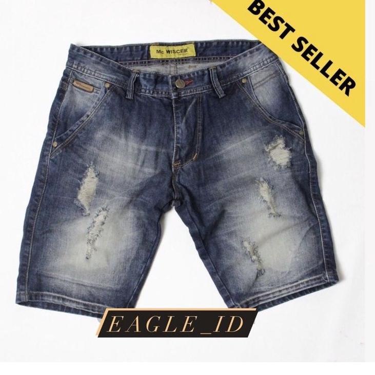 ➱Terbaru celana jeans pendek sobek mc.wiscer original 237✦