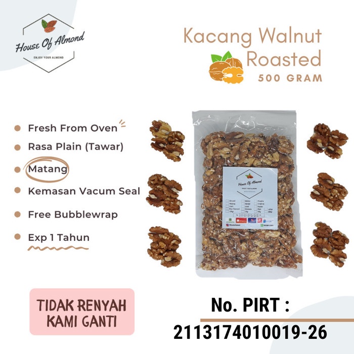 

Best Seller Kacang Walnut roasted 500gr (matang)