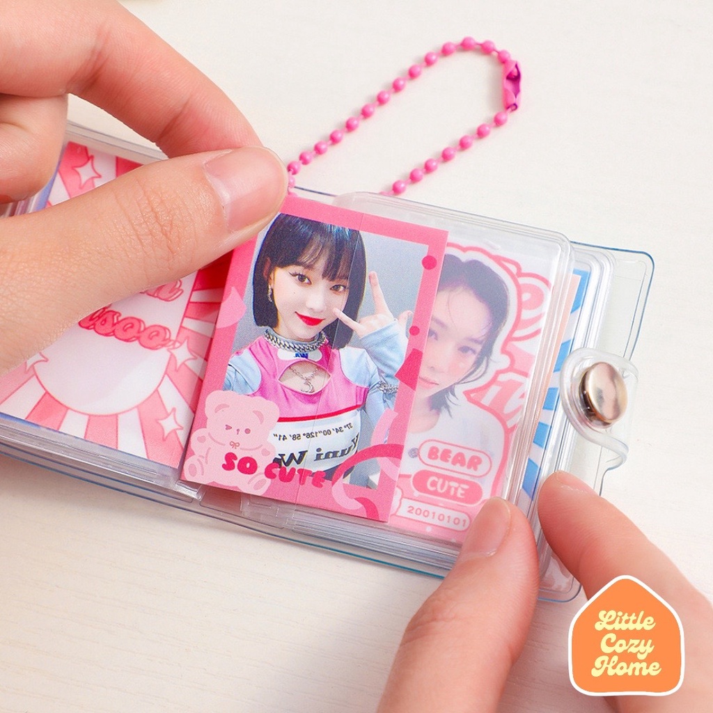 MINI PHOTO ALBUM KEY CHAIN / Gantungan Kunci Mini Foto Album Ala Korea Bias Kpop Motif Imut Kiyowo