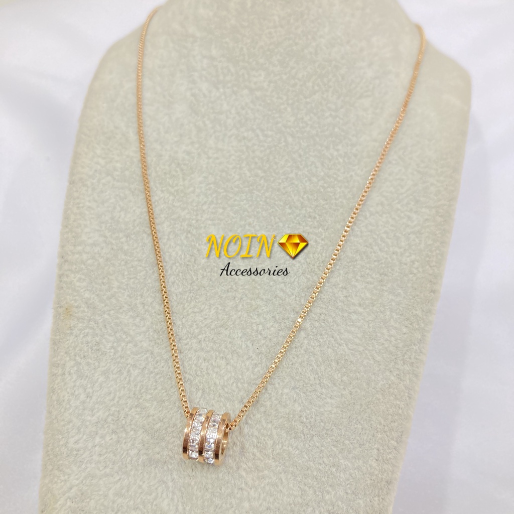 Kalung Titanium Super Simple Zircon Anti Karat