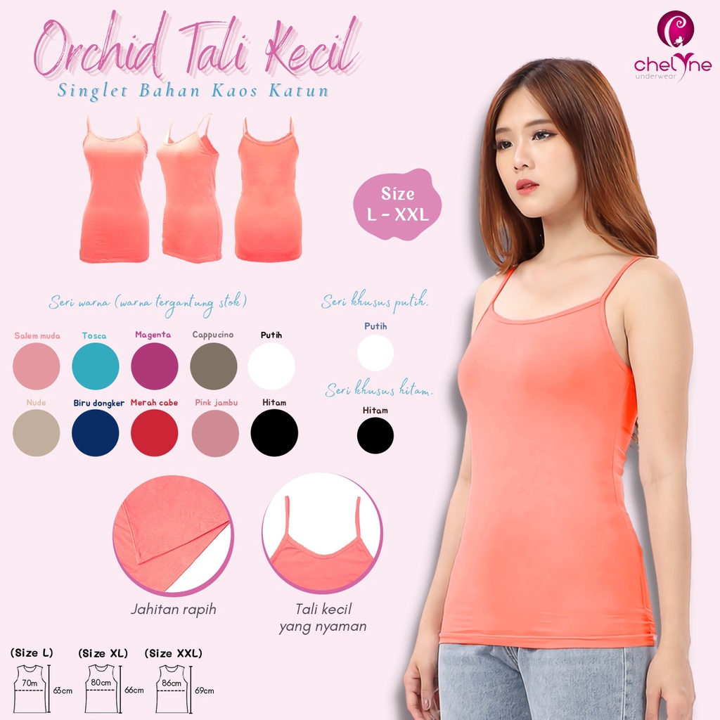 Tanktop polos panjang tali kecil, tengtop orchid Singlet Katun Tebal Import L-XXL Orchid Tali Kecil Warna Warni/Tanktop Tali Kecil Katun Tebal Premium Orchid Size L-XXLtank top orchid onek tali kecil size L XL XXL bahan katun