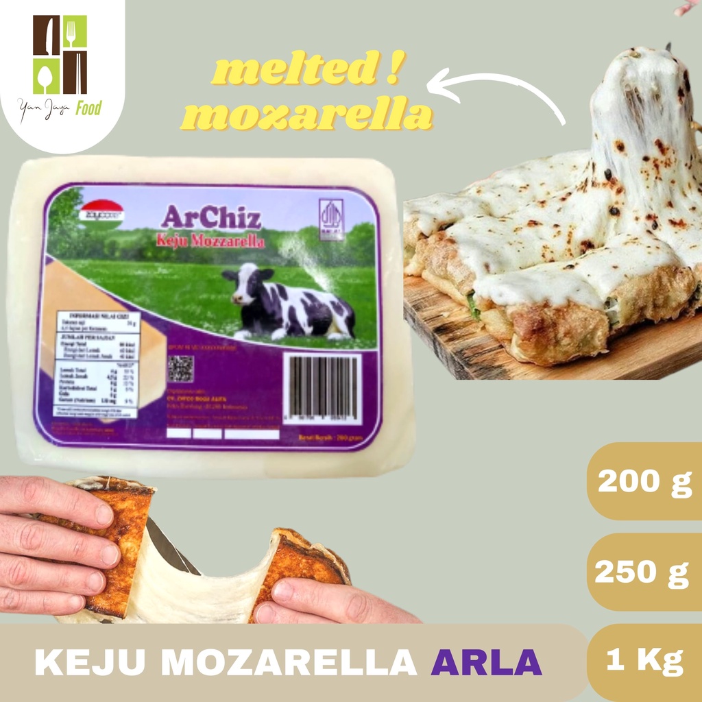 KEJU MOZARELLA ARLA PIZZA TOPPING UNSALTED 200GR / 250GR / 1KG