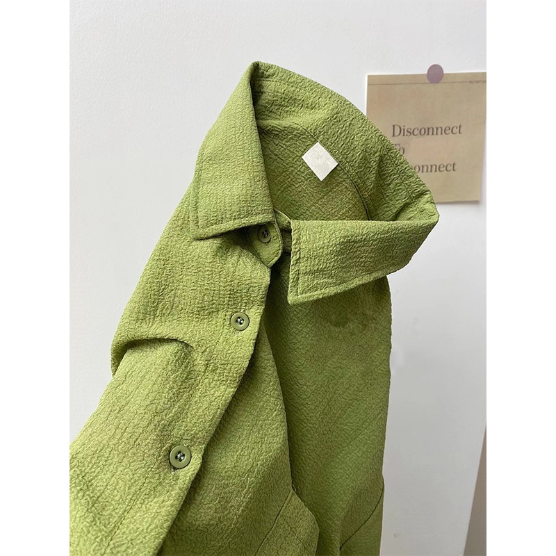 kemeja lengan panjang kaos wanita atasan korean style Crinkle Blouse Import POLO/Oversized Shirt Linen