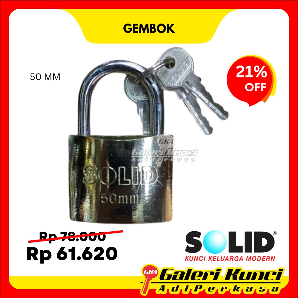 Gembok SOLID 818 50MM CHR Padlock Gembok Pagar