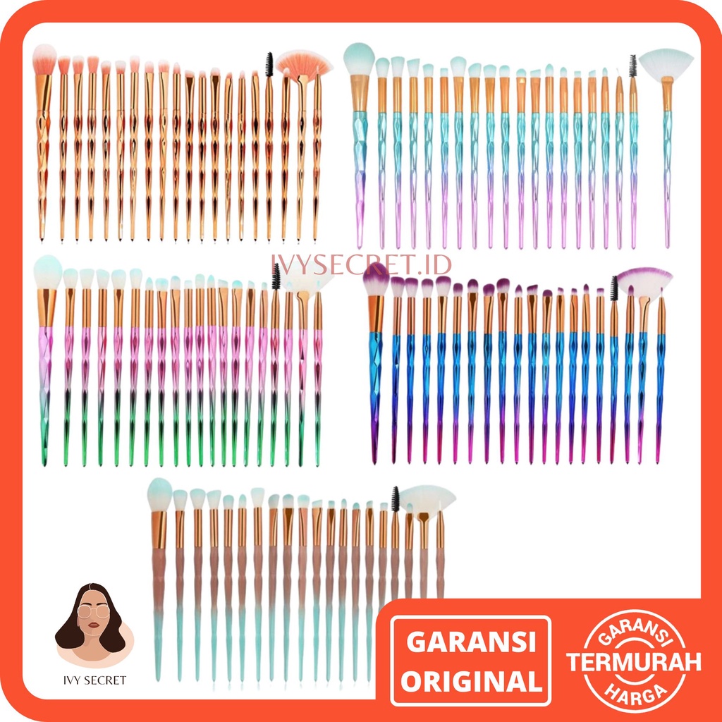 Brush Slim Prism Brush Set 20Pcs Brush Make Up Set Brush Alat Make Up Kuas Make Up Set Lengkap Make Up Brush Makeup Kuas Makeup