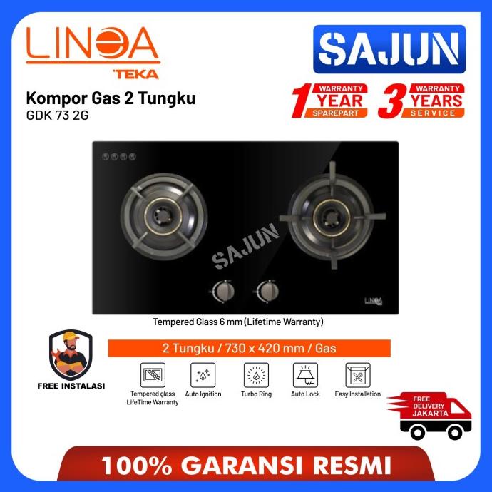 Teka Linea Kompor Tanam Kaca Gdk 73 2G Kompor Gas 2 Tungku Yinsastor