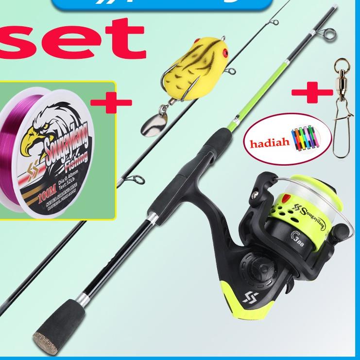 ✨Grosir✨ pancing set 1.8m/1.65m Fishing Rod Fishing Reel Set Spinning and 6BB Fishing Reel With Free