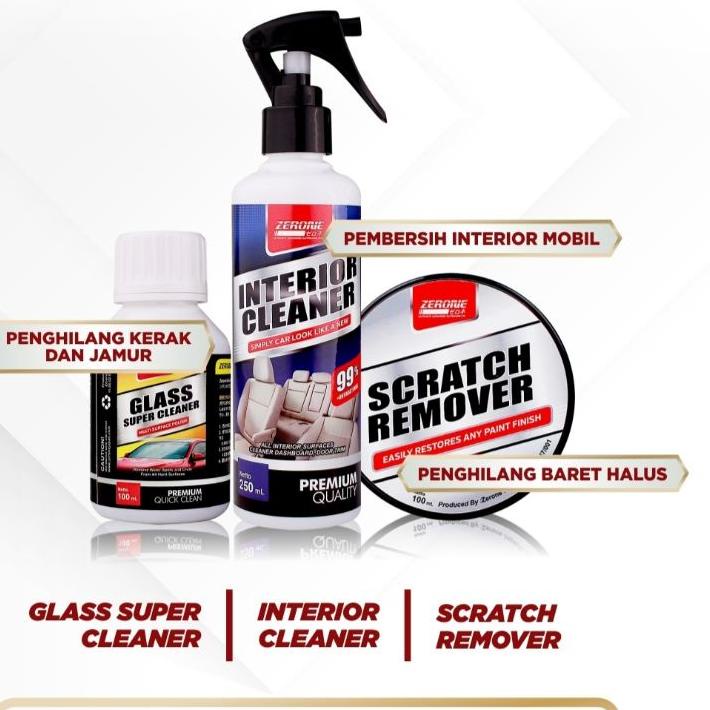 ◘ Paket Hemat Pembersih Mobil Zerone Japan Penghilang Baret Body Mobil Glass Super Interior Cleaner 