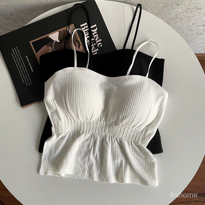 Kamisol kecil wanita one-piece musim panas memakai all-match short tube top bottoming top dengan ban