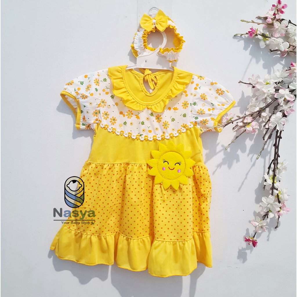 [P-012A] Dress Bayi Perempuan Lucu Motif Animal bonus BANDANA (6-18 bulan)