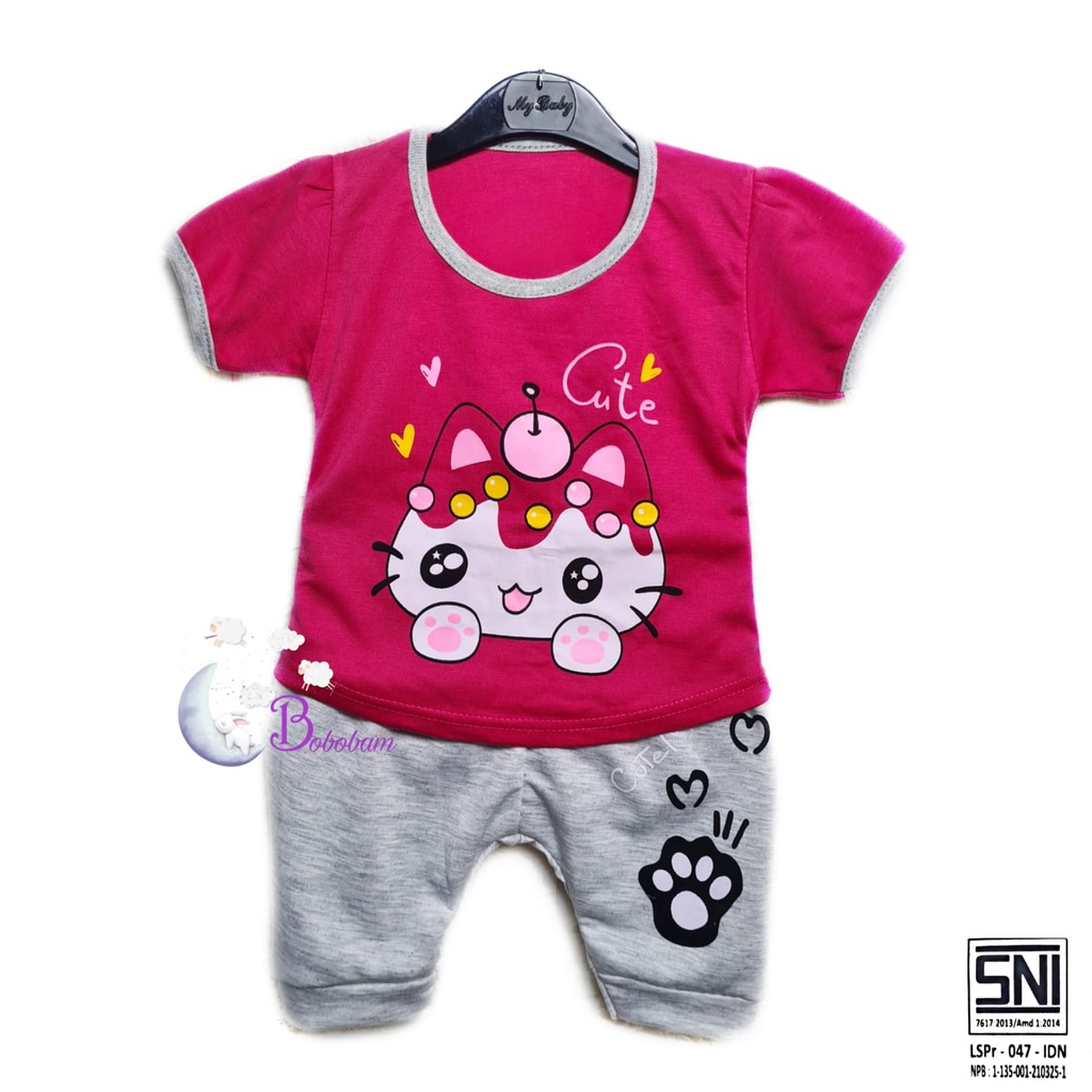 BOBOBAM  BAJU BAYI PEREMPUAN SETELAN ANAK CEWE LUCU STELAN CEWEK 6 12 BULAN IMUT CANTIK KUCING