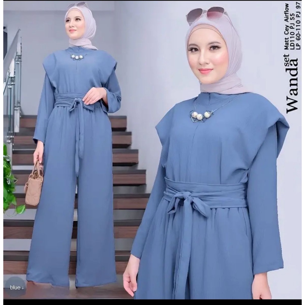 ONE SET SETELAN WANITA FASHION / RESLETING BUSUI BAHAN CRINGKEL AIRFLOW LD 120CM