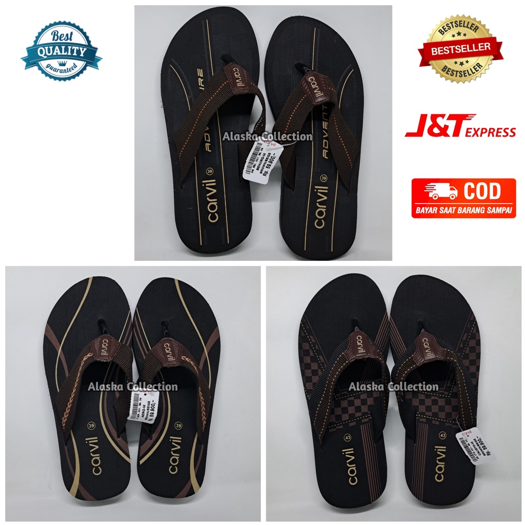 Sandal Jepit Pria Carvil Hitam Coklat ORIGINAL