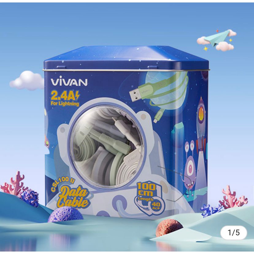 Kabel Data USB iPhone VIVAN CSL ll New 2.4A Fast Charging 1m
