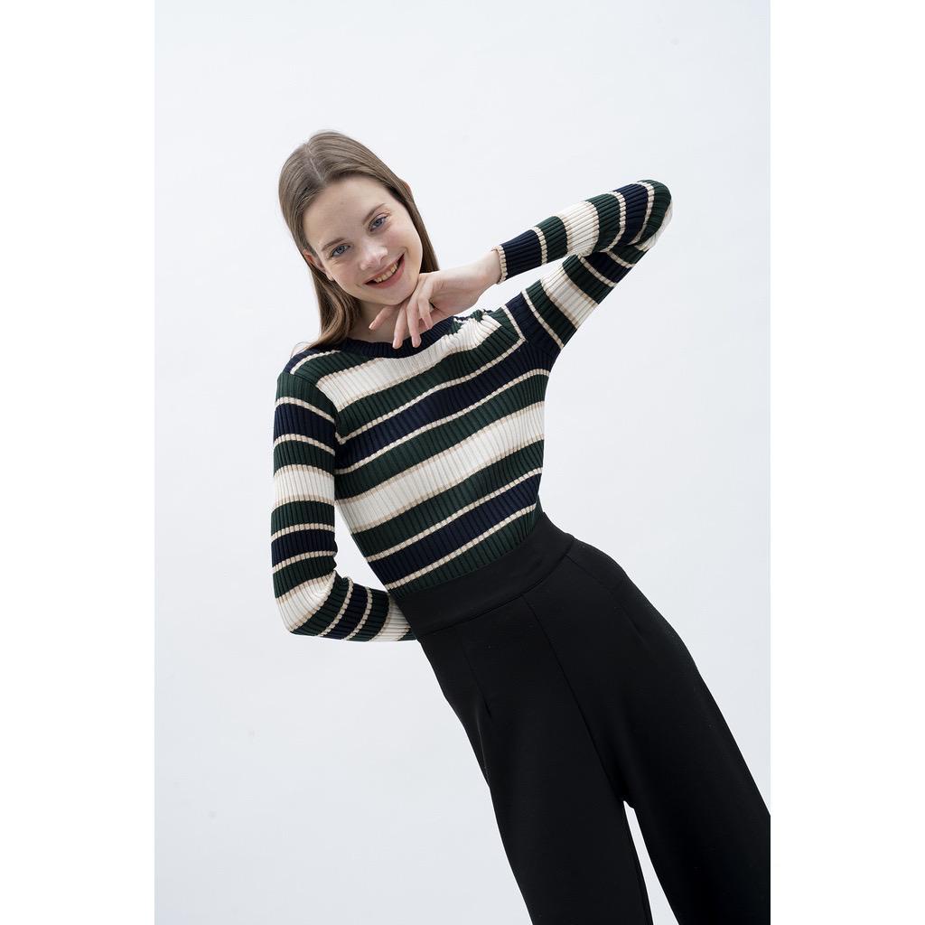 Sweater Rajut Wanita Stripe Style Korea