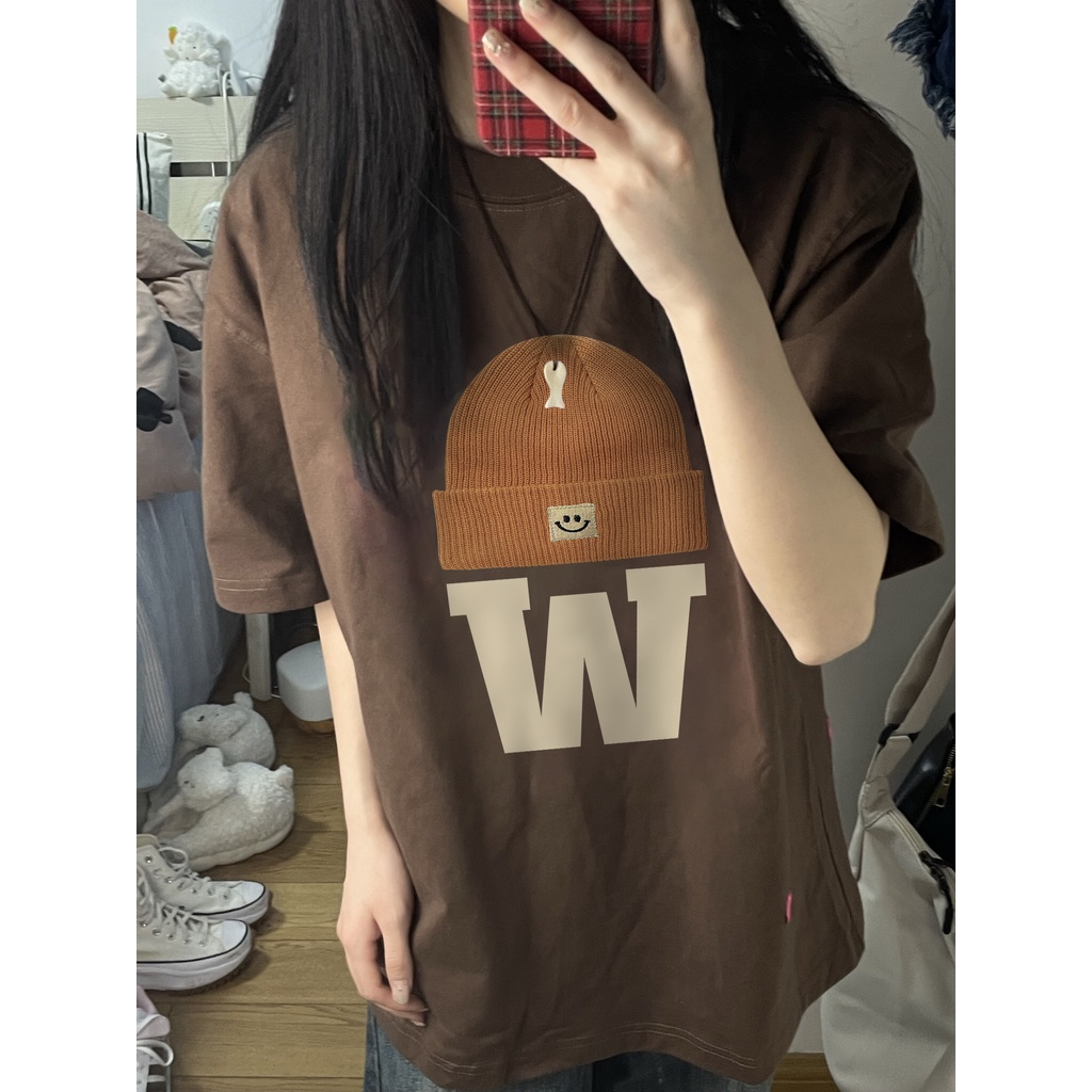 baju kaos wanita lengan pendek vintage letter motif printed t-shirt import kaos couple ootd