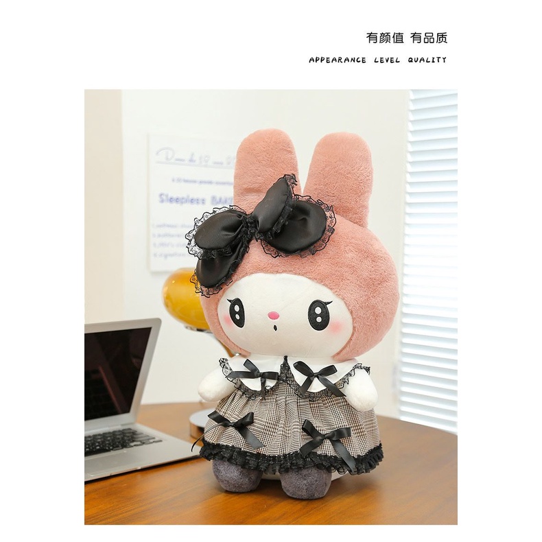 MAINAN BONEKA KUROMI MELODY GAUN HITAM DRESS LUCU PLUSH ELEGANT