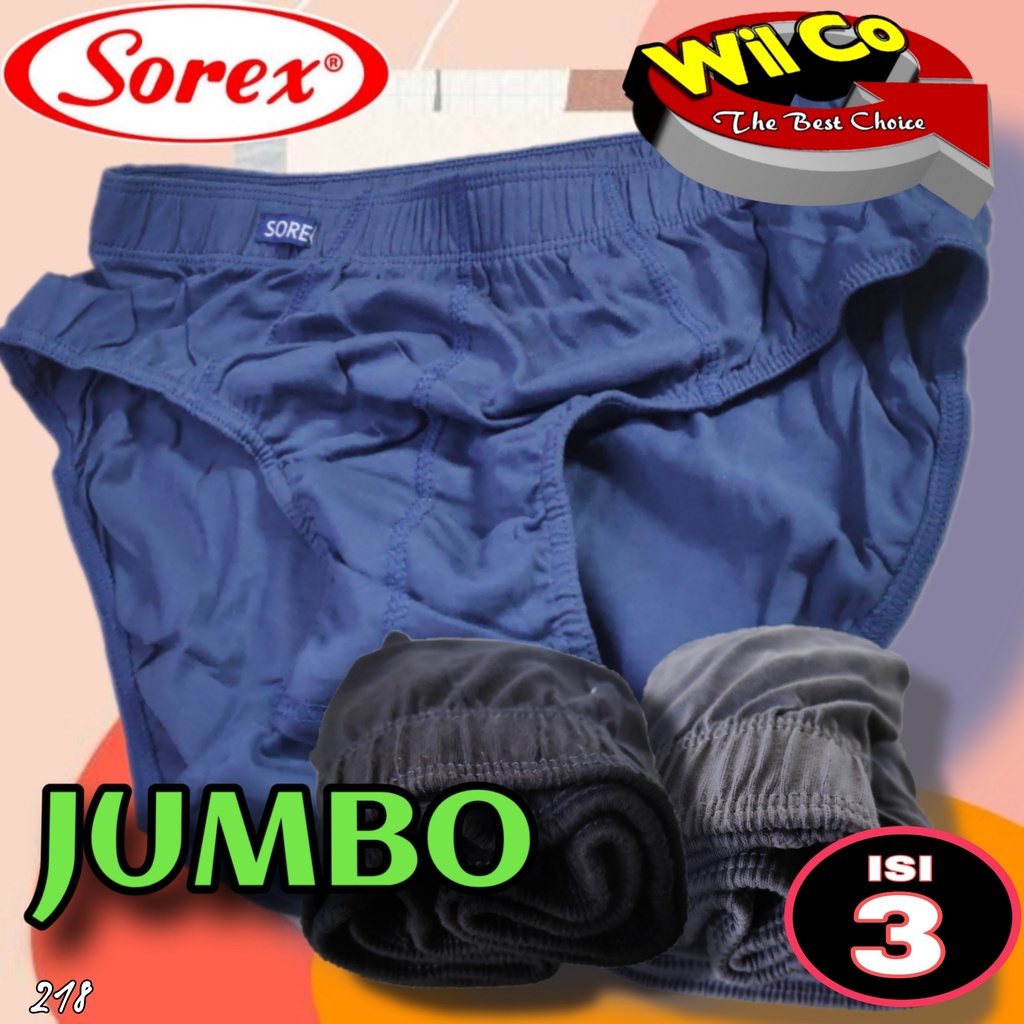 K218T - (DIJUAL PER 1 BOX ISI 3 Pcs) CELANA DALAM PRIA JUMBO IMPORT SOREX SIZE 2XL - 4XL