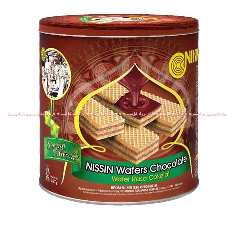 Nissin Wafer Chocolate 267gr Coklat Wafer Kemasan Kaleng Waffer 2lapis Nisin Wafer Lapis Coklat Yang Gurih Cemilan Lebaran