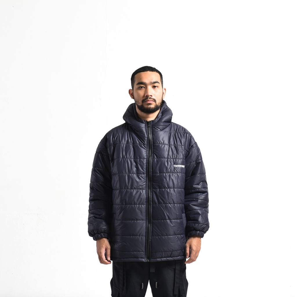 TIMEBOMB JACKET | Puffer Coat Jaket | Jaket Puffer Navy Glossy( Topi)
