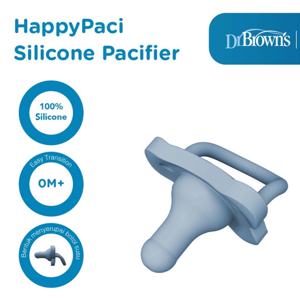 Dr.Brown's Happy Paci One-Piece Silicone Pacifier, 0m+,1-Pack / Empeng bayi / Dot Compeng Bayi Dr Brown