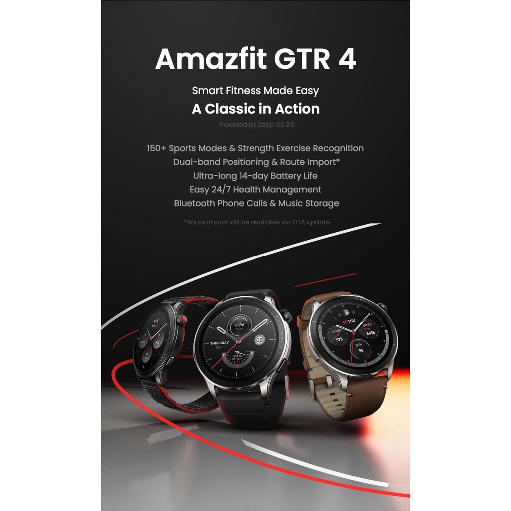 Amazfit GTR 4 Smartwatch Bluetooth Call GPS SpO2 150+ Sports Mode