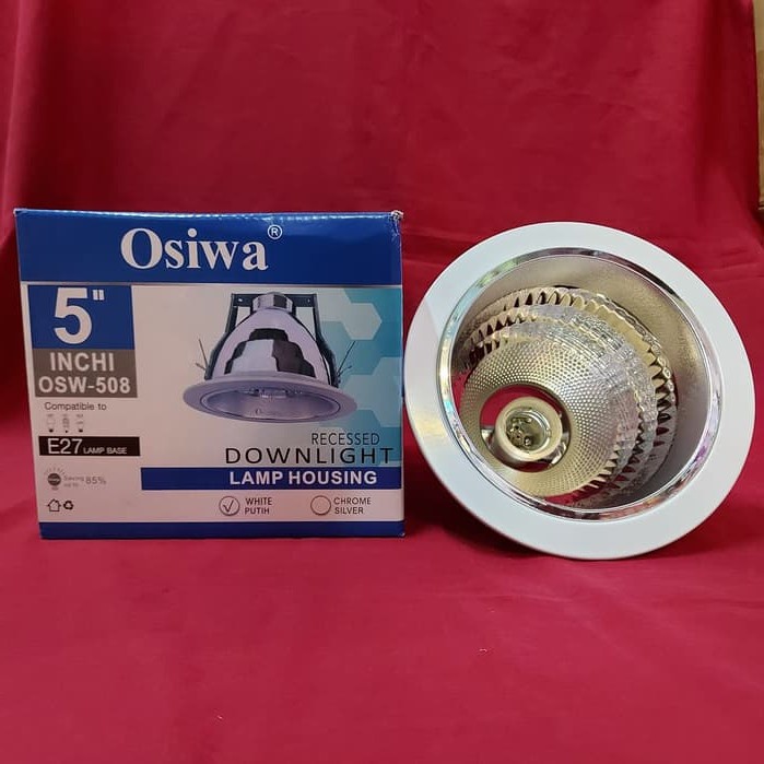 OSW508 Fitting DownLight Rumah Lampu E27 5" Putih Osiwa