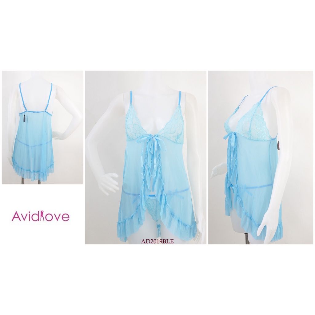 Lingerie/Baju Tidur Wanita AVIDLOVE Tanpa Kawat Tanpa Busa Mesh Transparan AD2019BLE