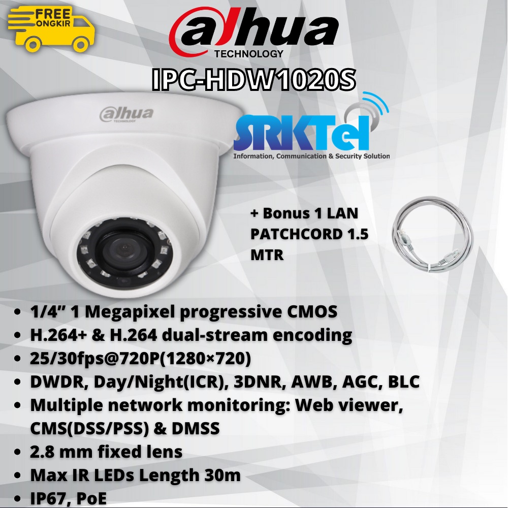 Dahua IPC-HDW1020SP-S3 Kamera IPCAM IP Camera 1MP 720p