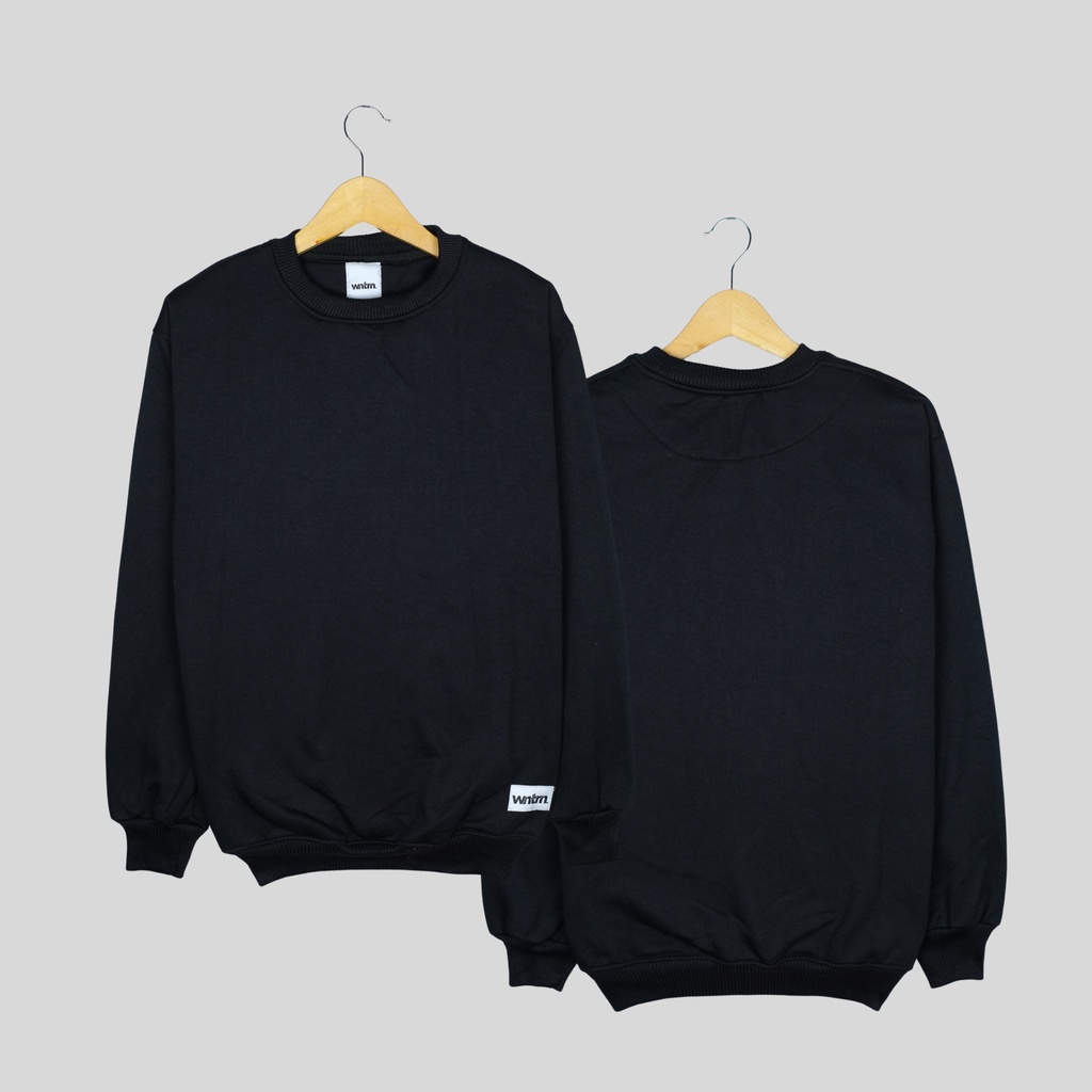 Sweater Crewneck Polos WNTRN Distro Pria Wanita Oblong Hitam Pekat Unisex Premium Sweatshirt Oversize