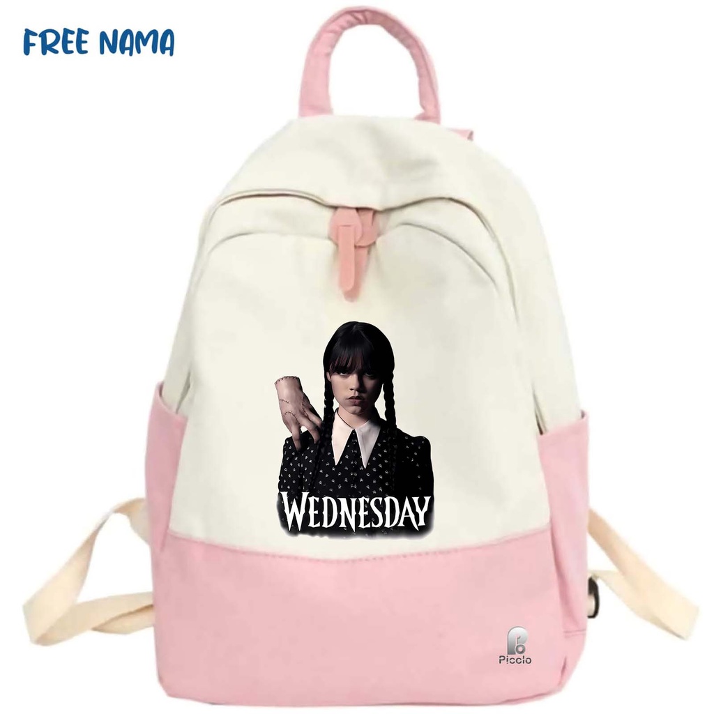 TAS RANSEL BACKPACK ANAK SEKOLAH MOTIF WEDNESDAY ADDAMS (FREE NAMA)
