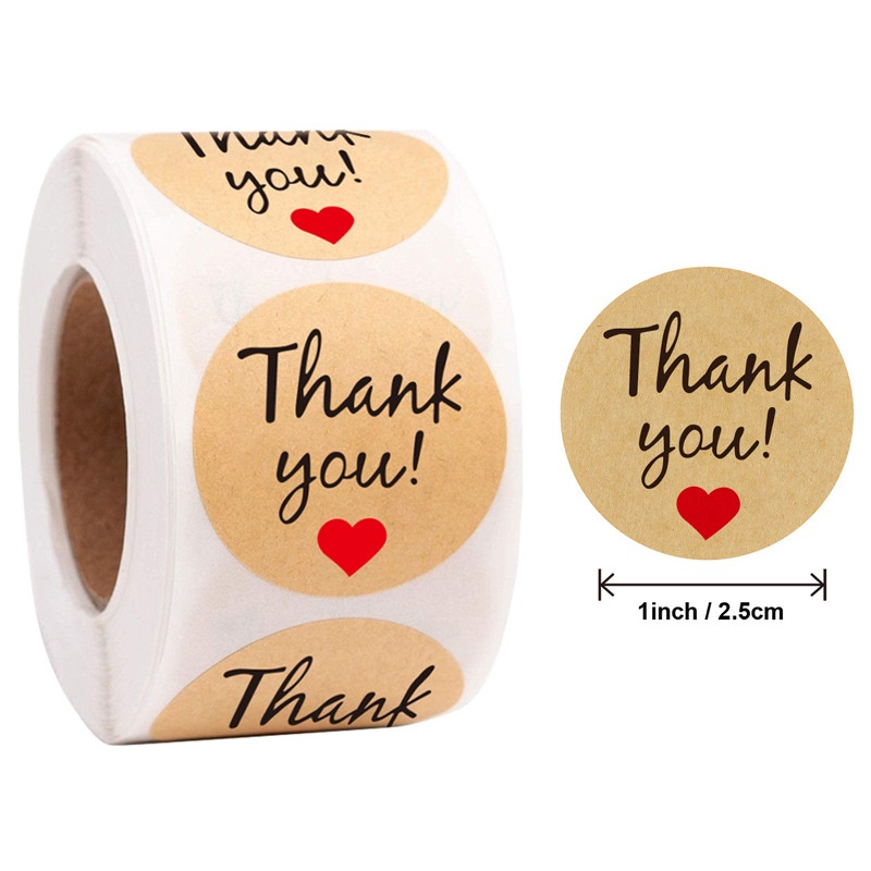 WJ1512 Stiker Thank You 1 Roll Isi 500 Pcs Sticker Label Tempel