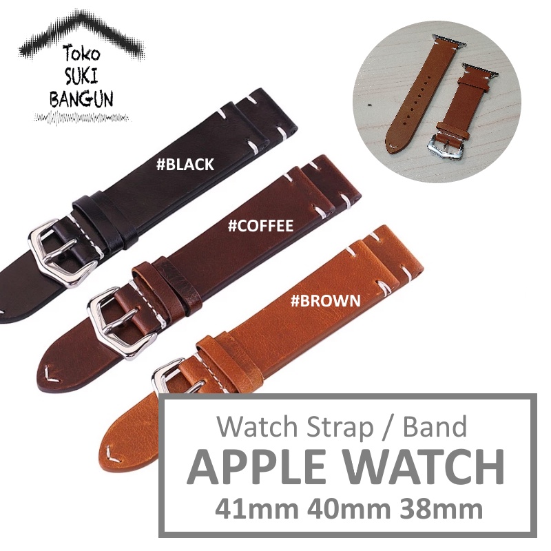 Strap Apple Watch Series 8 7 6 5 4 3 2 1 41mm 40mm 38mm TALI JAM Vintage OXFORD Genuine Leather