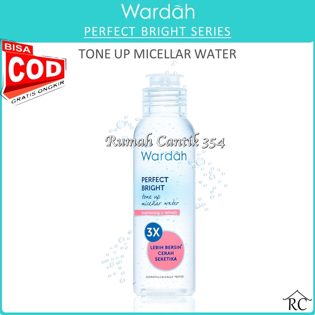 COD - Wardah Perfect Bright Tone Up Micellar Water 100 ml - Micellar Water dengan Micelles Pencerah - RUMAH CANTIK 354