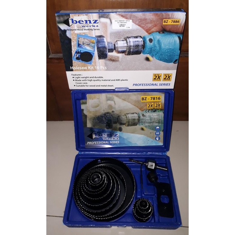 Hole Saw Kit Set 16pcs Mata Bor Pelubang Kayu Pelobang Pipa PVC Hidroponik Alat HoleSaw 16 pcs