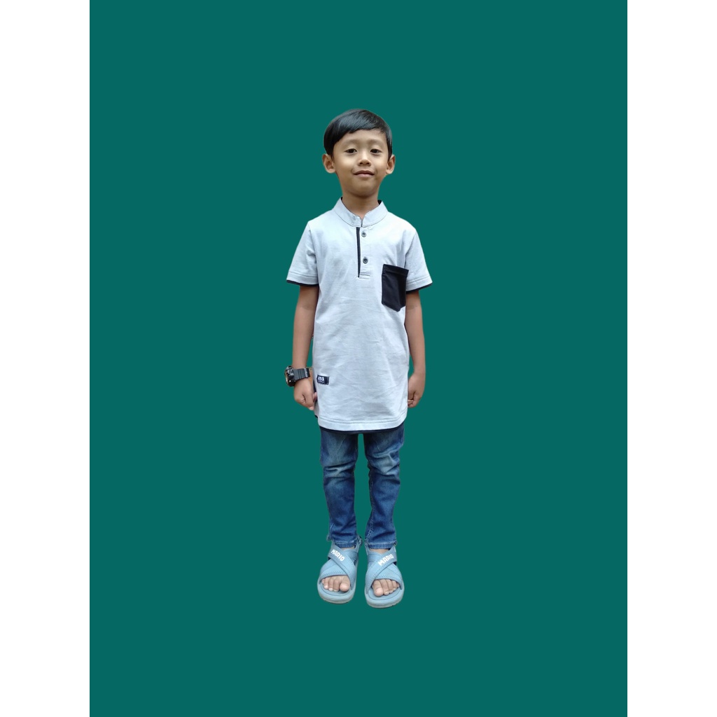 Baju Atasan Muslim Kaos Koko Kurta Anak Laki Laki Laki2 Cowok Cwok SD Umur Usia 2 3 4 5 6 7 8 9 10 11 12 Tahun Terbaru 2023 Premium Lengan Pendek Stelan Lebaran Distro Raarkids