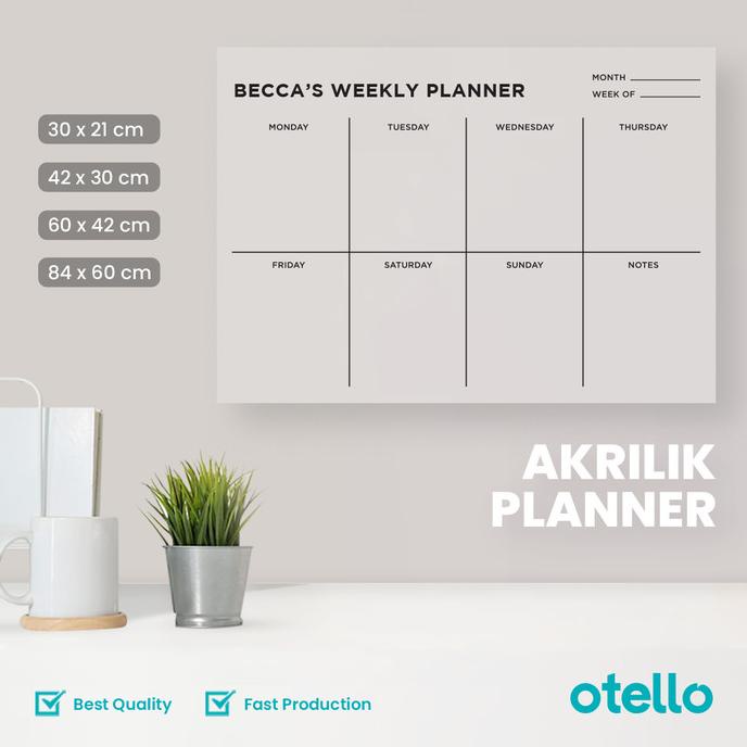 

Wall Planner Acrylic Weekly Kalendar Akrilik Jadwal Minggu Minimalist
