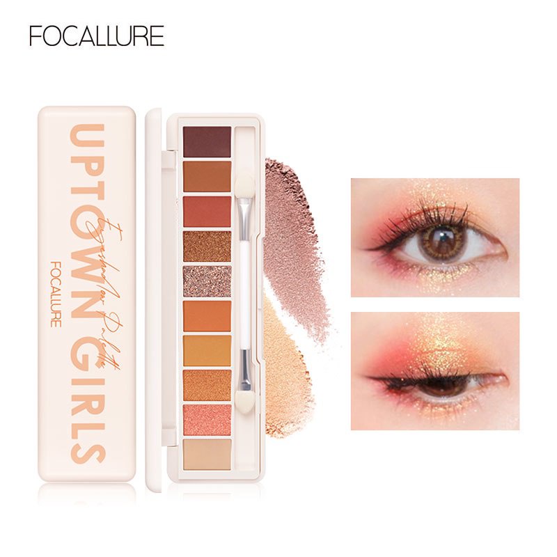 NIK - FOCALLURE 10 Warna Eyeshadow Palette Nude eye shadow with Brush FA158 BPOM ORIGINAL