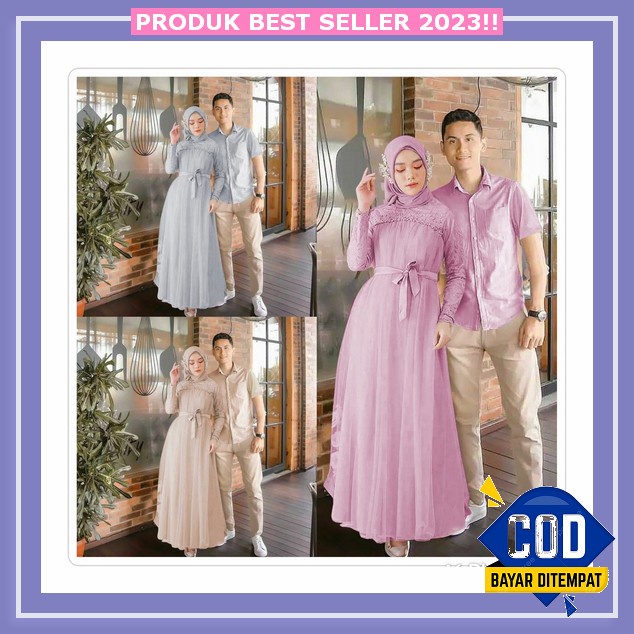 Dress Wanita Model Terbaru- Gamis Couple Keluarga Nibras Balance Dusty Rose Terbaru 2022 Baju Sarimb