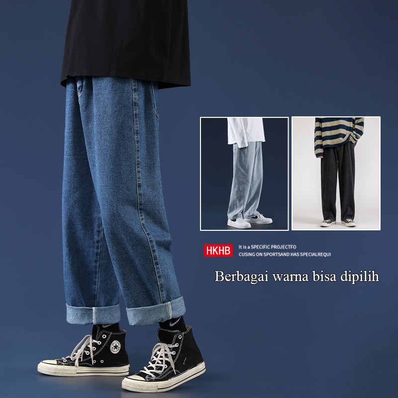 Celana Jeans Pria korean style pria straight jeans kulot Baggy pants pria Oversize Kulot celana panjang pria celana denim pria gombrong