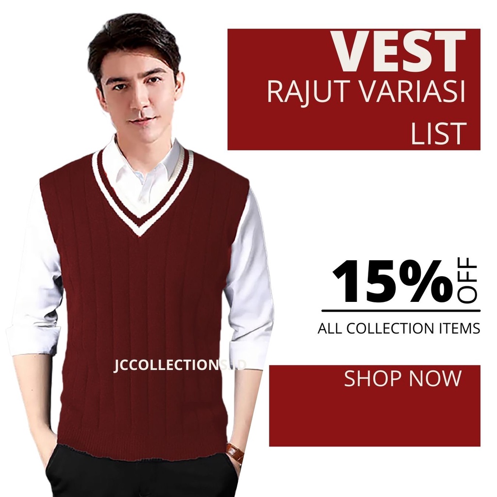 Outer Vest Rompi Rajut Vest Korea Vneck List Dobel Oliver JCCollections