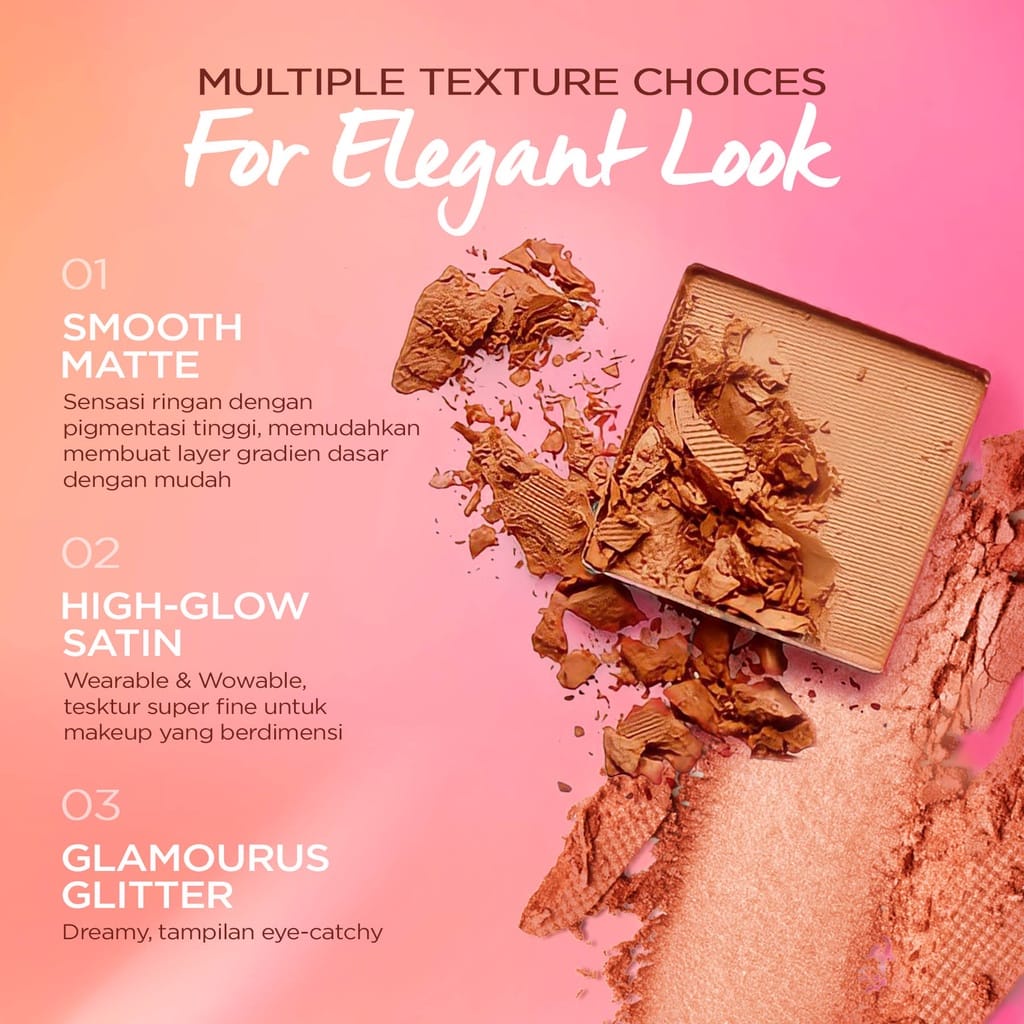 DAZZLE ME The World Traveler Eyeshadow Palette | BPOM 8 warna Natural Matte Satin Glitter High Pigment Long Lasting Smooth