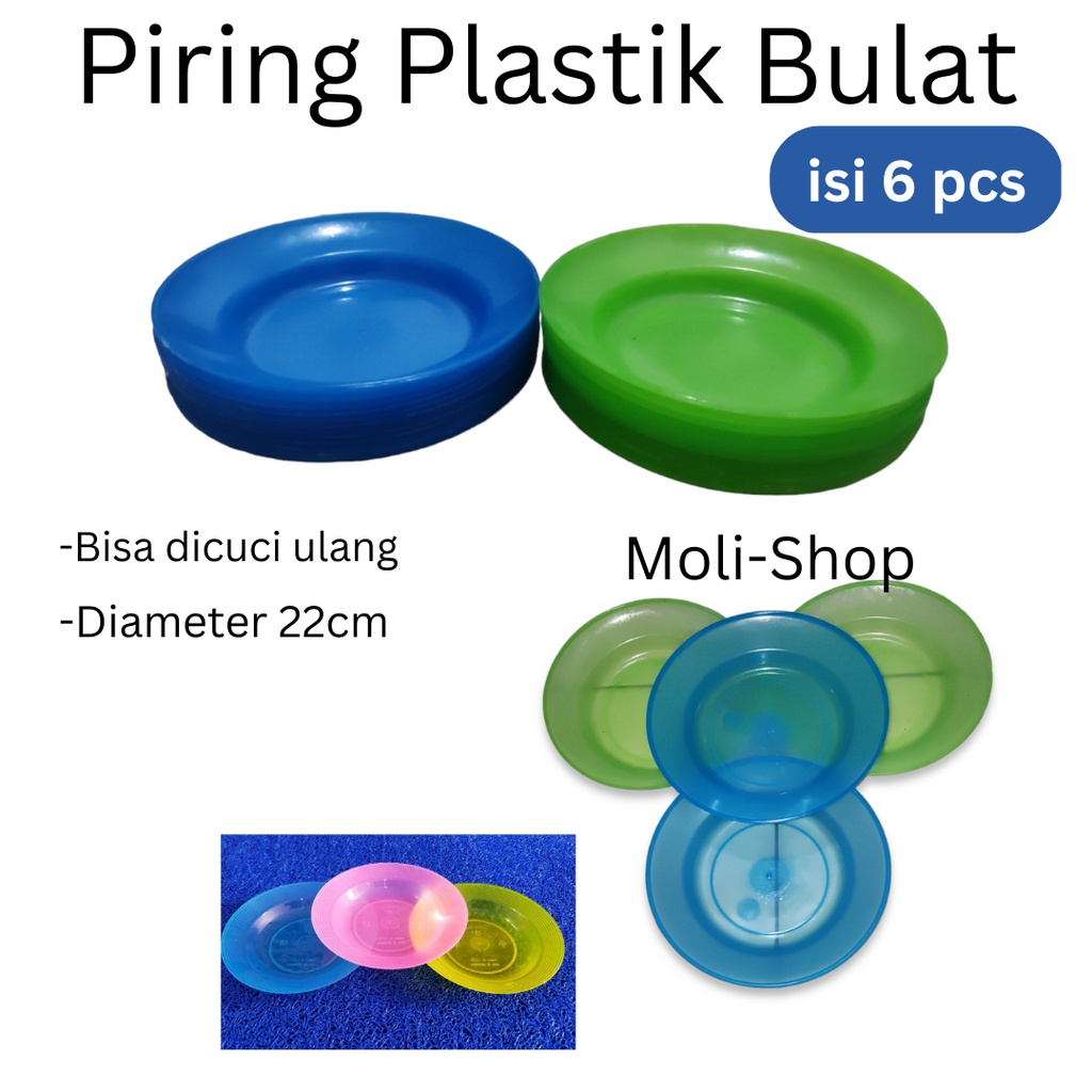 Piring Makan Plastik Bulat (Isi 6 Pcs), Round Plate plastik