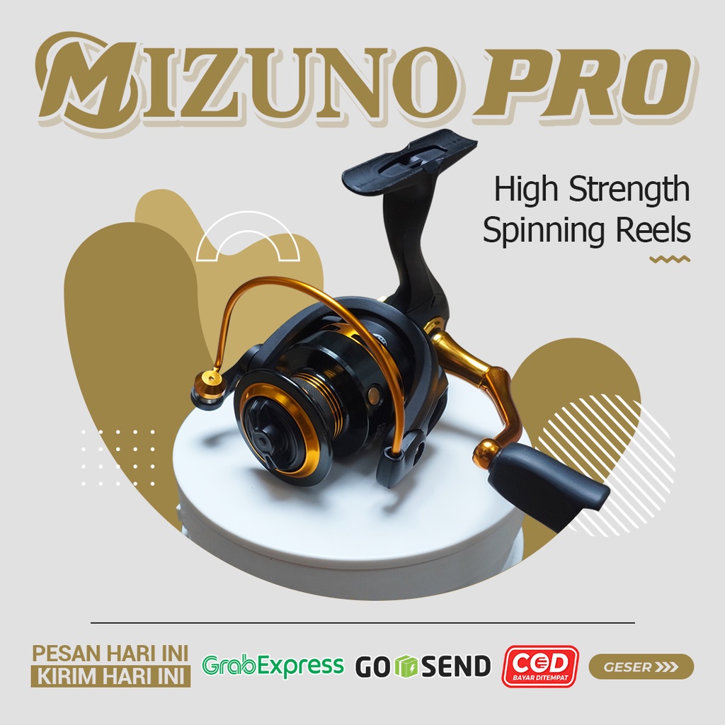 TERLARIS REEL PANCING SPINNING CENTRO MIZUNO PRO POWER HANDLE 1000 2000 3000 4000 5000 6000 METAL BODY ONE WAY ALUMUNIUM SPOOL MURAH