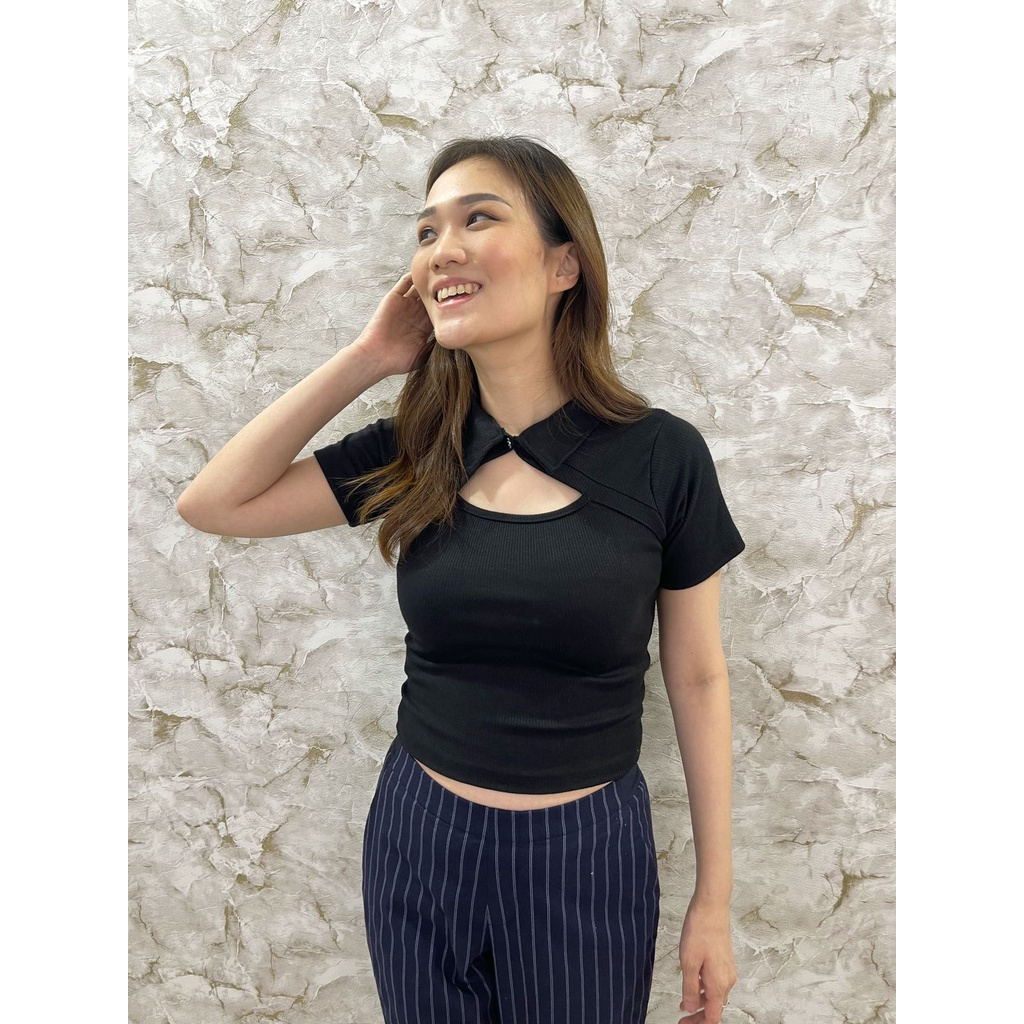 MODAVIE - SHANON CROPTOP Atasan Wanita Crop Kerah Neck